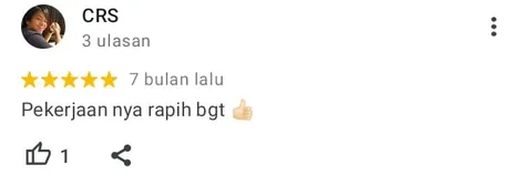 Ulasan Google Maps dari CRS, bintang 5: Pekerjaan nya rapih banget.